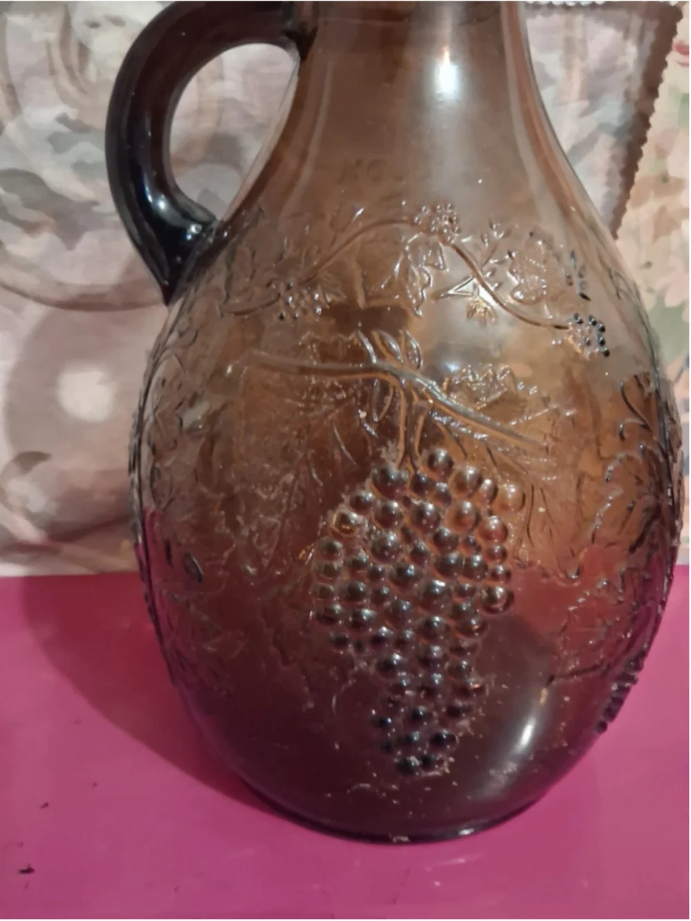 Vintage Mayfield Glass One Gallon Grapevine Pattern Round Jug Decorative Pitcher